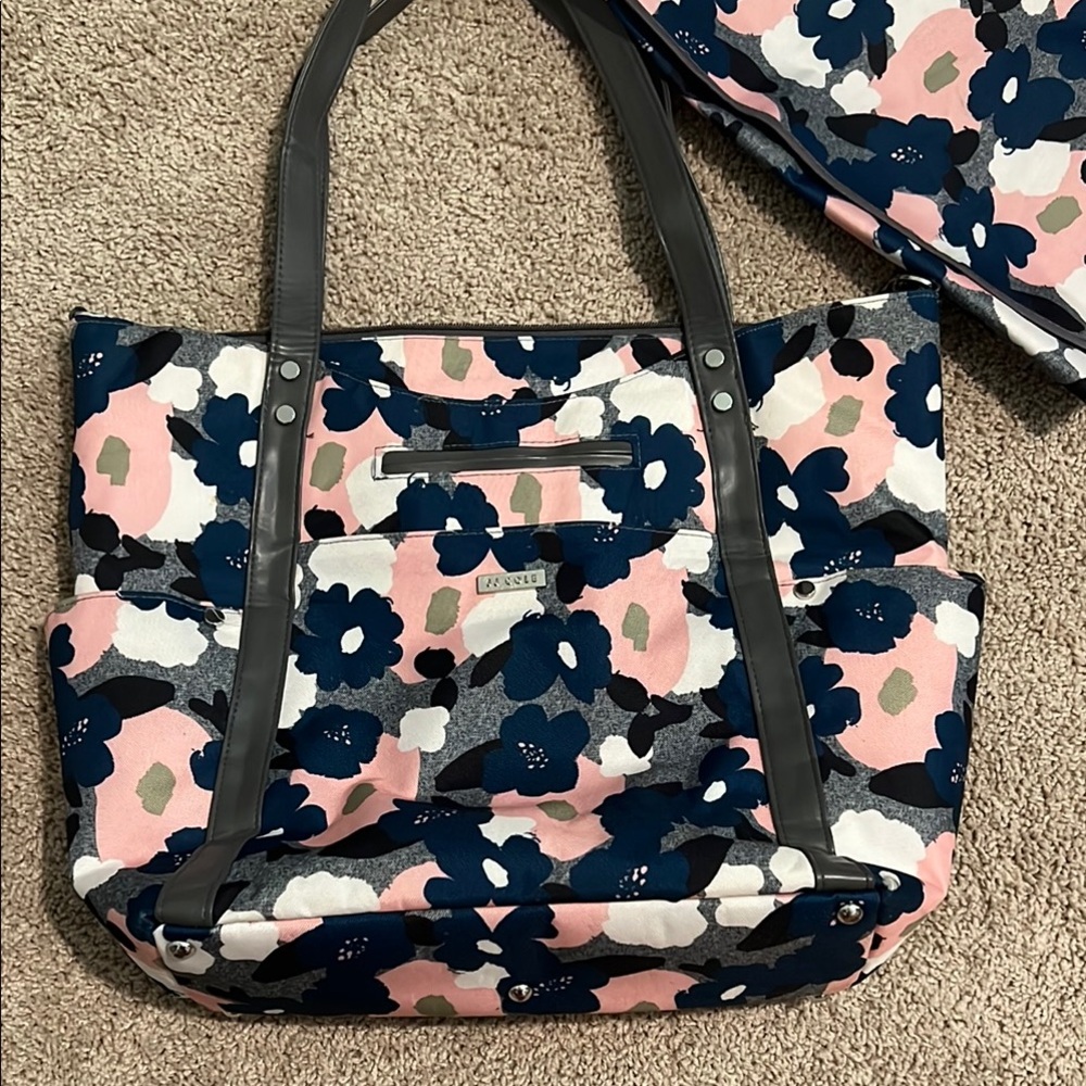 JJ Cole Pink and Blue Floral Camouflage Baby Bag Tote